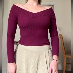 Off shoulder maroon fuchsia top